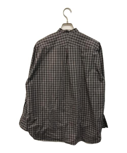 MARKWARE（マーカウェア）MARKWARE (マーカウェア) COMFORT FIT BAND COLLAR SHIRT CHECK POPLIN グレー×ブラウン サイズ:SIZE 1の古着・服飾アイテム