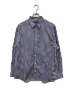 COMME des GARCONS HOMMEコムデギャルソン オム）の古着「綿ストライプ ギャザーシャツ」｜ブルー
