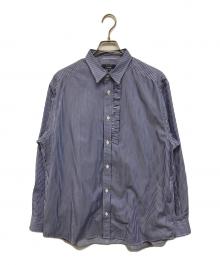 COMME des GARCONS HOMME（コムデギャルソン オム）の古着「綿ストライプ ギャザーシャツ」｜ブルー