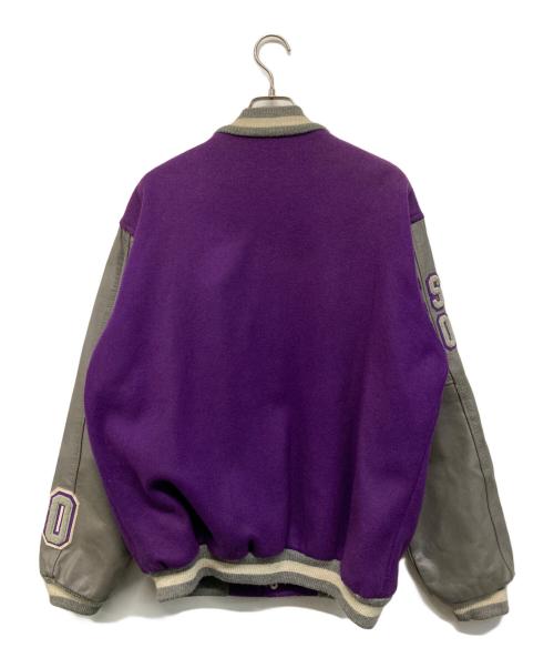 POST O'ALLS（ポストオーバーオールズ）POST O'ALLS (ポストオーバーオールズ) スタジャン パープル×グレー サイズ:SIZE 42の古着・服飾アイテム