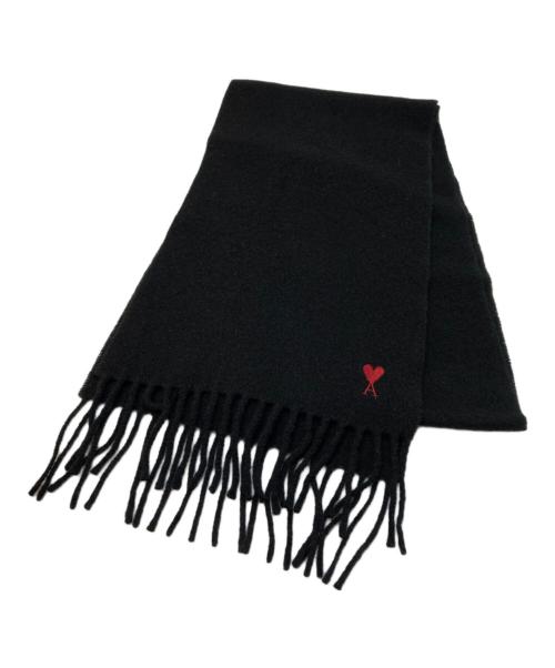 AMI Alexandre Mattiussi（アミアレクサンドルマテュッシ）AMI Alexandre Mattiussi (アミアレクサンドルマテュッシ) ハートロゴマフラー ブラック×レッドの古着・服飾アイテム