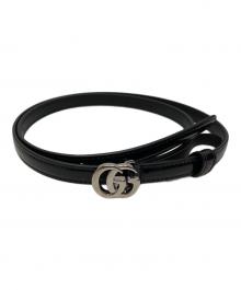 GUCCI（グッチ）の古着「インターロッキングGシルバーGバックル付きベルト」｜ブラック