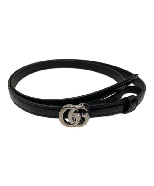GUCCI（グッチ）GUCCI (グッチ) インターロッキングGシルバーGバックル付きベルト ブラックの古着・服飾アイテム