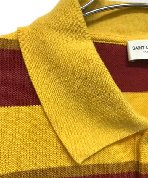 Saint Laurent Paris（サンローランパリ）Saint Laurent Paris (サンローランパリ) クラシックロゴボーダーポロシャツ イエロー×レッド サイズ:XXLの古着・服飾アイテム