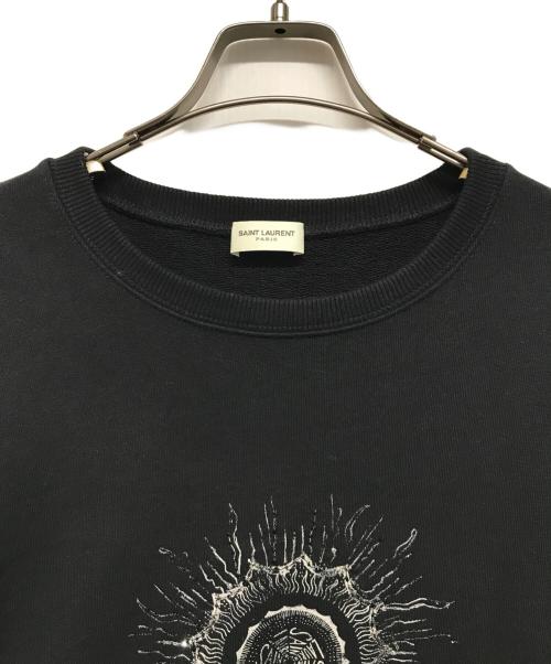 Saint Laurent Paris（サンローランパリ）Saint Laurent Paris (サンローランパリ) クルーネックスウェット ロゴスウェット ビシュー ブラック サイズ:Lの古着・服飾アイテム