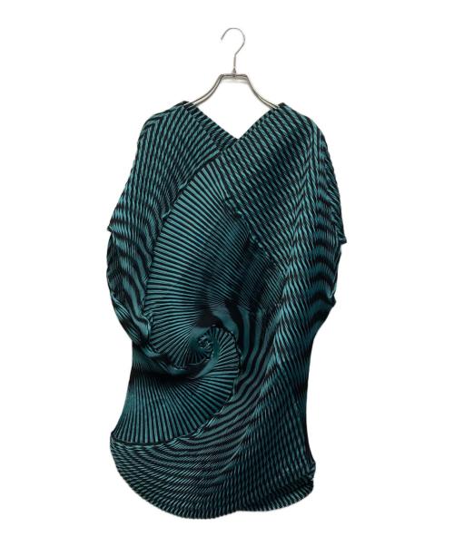 ISSEY MIYAKE（イッセイミヤケ）ISSEY MIYAKE (イッセイミヤケ) 3Dスチームストレッチ 変形 ワンピース ブルー×ブラック サイズ:SIZE 2の古着・服飾アイテム