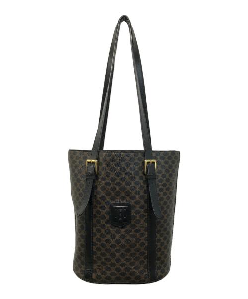 CELINE（セリーヌ）CELINE (セリーヌ) マカダム柄トートバッグ ブラック×ブラウンの古着・服飾アイテム