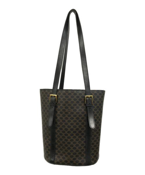 CELINE（セリーヌ）CELINE (セリーヌ) マカダム柄トートバッグ ブラック×ブラウンの古着・服飾アイテム