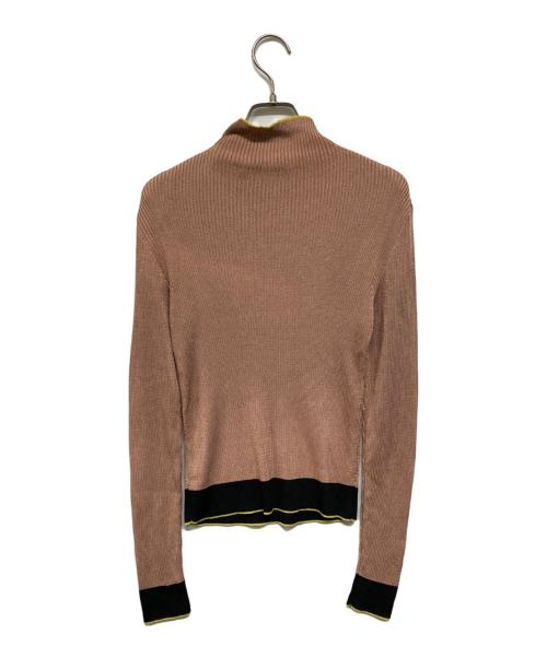 CHANEL（シャネル）CHANEL (シャネル) レーヨンハイネックニット ブラウン×イエロー サイズ:42の古着・服飾アイテム