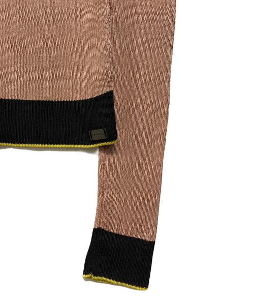 CHANEL（シャネル）CHANEL (シャネル) レーヨンハイネックニット ブラウン×イエロー サイズ:42の古着・服飾アイテム