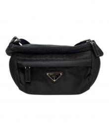PRADA（プラダ）の古着「Re-Nylon xサフィアーノレザー ショルダーバッグ」｜ブラック