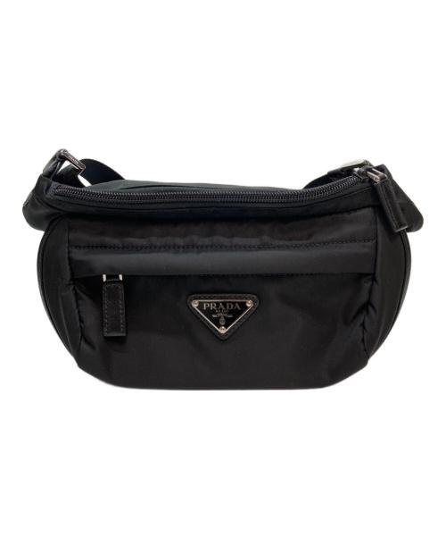 PRADA（プラダ）PRADA (プラダ) Re-Nylon xサフィアーノレザー ショルダーバッグ ブラックの古着・服飾アイテム