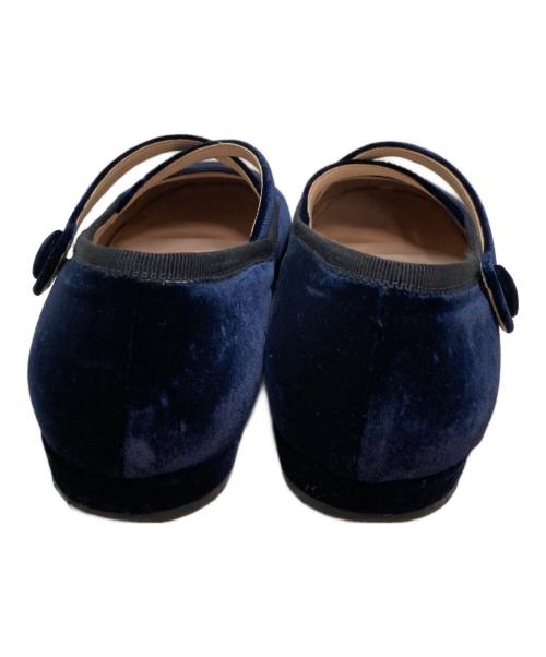MIU MIU（ミュウミュウ）MIU MIU (ミュウミュウ) ベルベットフラットシューズ ネイビー サイズ:EU36.5の古着・服飾アイテム