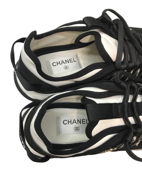 CHANEL（シャネル）CHANEL　 (シャネル) レザー×ファブリック スニーカー ブラック×ホワイト サイズ:38の古着・服飾アイテム