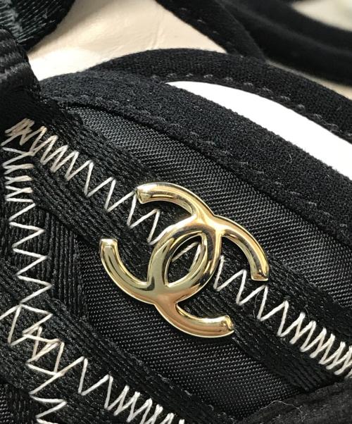 CHANEL（シャネル）CHANEL　 (シャネル) レザー×ファブリック スニーカー ブラック×ホワイト サイズ:38の古着・服飾アイテム