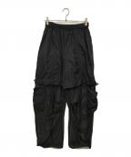 BASECALMベースカーム）の古着「Organdy Combo Pants「オーガンジー・コンボ・パンツ」 カーゴパンツ」｜ブラック