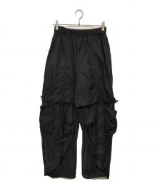 BASECALM（ベースカーム）の古着「Organdy Combo Pants「オーガンジー・コンボ・パンツ」 カーゴパンツ」｜ブラック