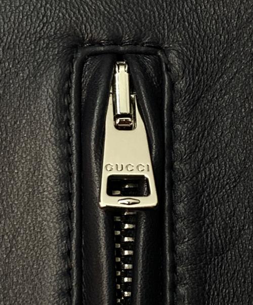 GUCCI（グッチ）GUCCI (グッチ) ウェブストライプレザー ボンバージャケット ブラック サイズ:44の古着・服飾アイテム