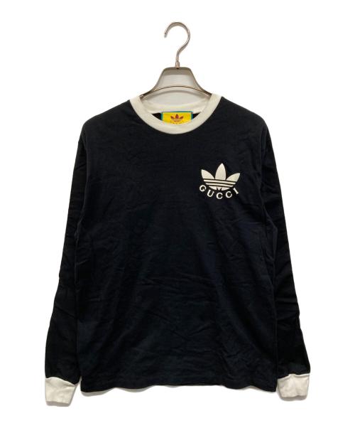 GUCCI（グッチ）GUCCI (グッチ) adidas (アディダス) コラボ ロゴカットソー ブラック×ホワイト サイズ:XSの古着・服飾アイテム