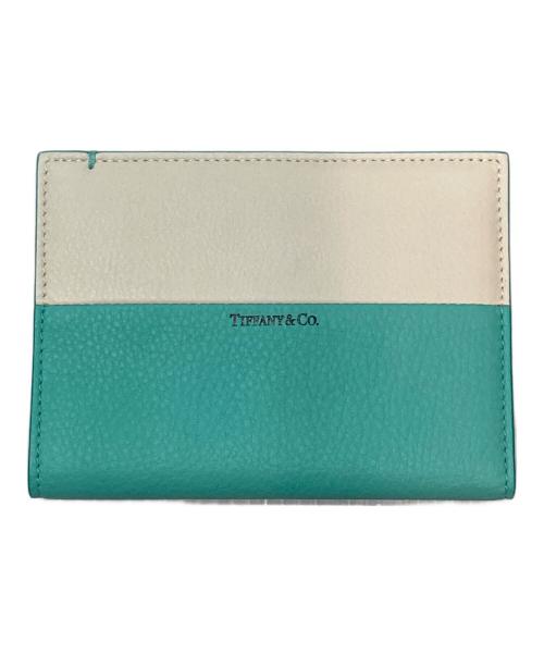 TIFFANY & Co.（ティファニー）Tiffany & Co. (ティファニー) パスポートカバー ターコイズブルー×ホワイトの古着・服飾アイテム