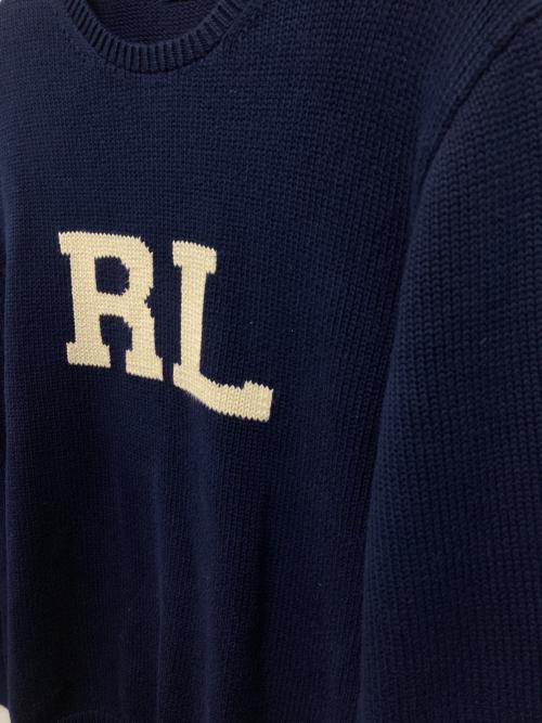 POLO RALPH LAUREN（ポロ・ラルフローレン）POLO RALPH LAUREN (ポロ・ラルフローレン) INTARSIA RL KNIT/インターシャニット ネイビー サイズ:Lの古着・服飾アイテム