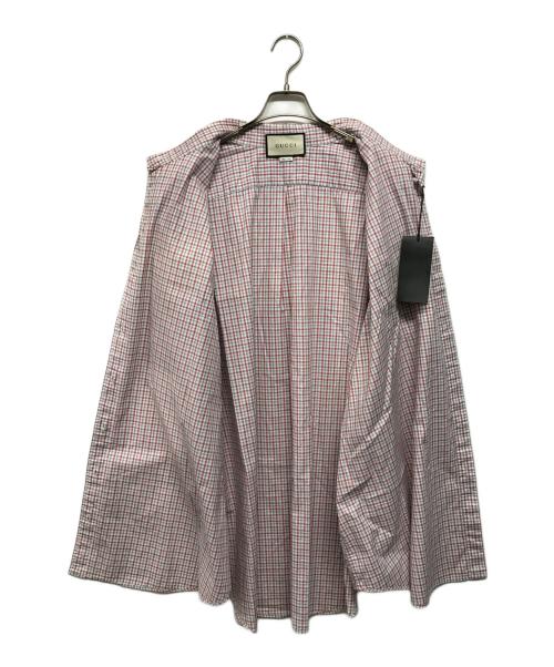 GUCCI（グッチ）GUCCI (グッチ) オーバーサイズチェックシャツ ホワイト×レッド サイズ:40の古着・服飾アイテム