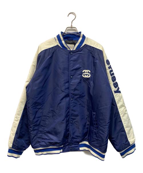 stussy（ステューシー）stussy (ステューシー) 中綿ロゴスタジャン ブルー サイズ:SIZE Lの古着・服飾アイテム