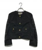 heliopoleエリオポール）の古着「EMBROIDERY LACE JACKET」｜ブラック