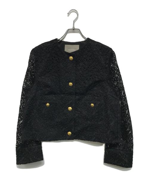 heliopole（エリオポール）heliopole (エリオポール) EMBROIDERY LACE JACKET ブラック サイズ:SIZE 38の古着・服飾アイテム