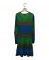 MISSONI (ミッソーニ) ウェーブボーダージャガードニットワンピース ブルー×グリーン サイズ:40：15000円