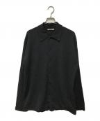 AURALEEオーラリー）の古着「HIGH TWIST WOOL KNIT SHIRT CARDIGAN(ハイ ツイスト ウール ニット シャツ カーディガン) 日本製」｜ブラック
