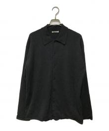 AURALEE（オーラリー）の古着「HIGH TWIST WOOL KNIT SHIRT CARDIGAN(ハイ ツイスト ウール ニット シャツ カーディガン) 日本製」｜ブラック