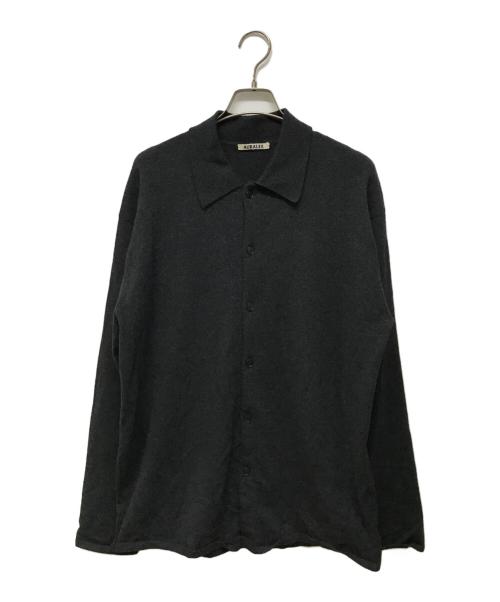 AURALEE（オーラリー）AURALEE (オーラリー) HIGH TWIST WOOL KNIT SHIRT CARDIGAN(ハイ ツイスト ウール ニット シャツ カーディガン) 日本製 ブラック サイズ:SIZE 4の古着・服飾アイテム