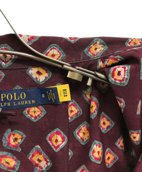 POLO RALPH LAUREN（ポロ・ラルフローレン）POLO RALPH LAUREN (ポロ・ラルフローレン) クレープブロックプリントシャツドレス 総柄ワンピース ワインレッドの古着・服飾アイテム