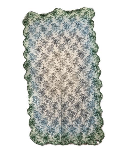 FALIERO SARTI（ファリエロサルティ）FALIERO SARTI (ファリエロサルティ) グラデーション大判刺繍スカーフ グリーン×ブルーの古着・服飾アイテム