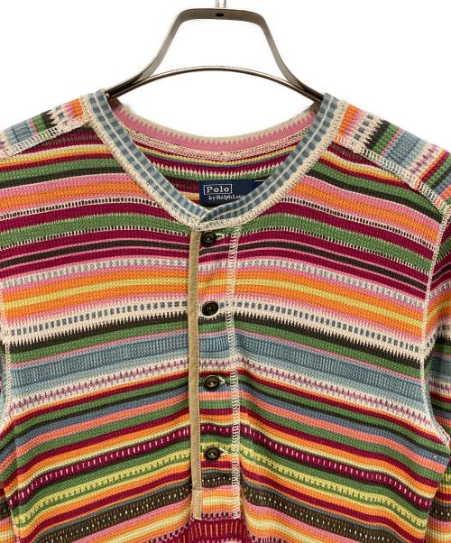 POLO RALPH LAUREN（ポロ・ラルフローレン）POLO RALPH LAUREN (ポロ・ラルフローレン) ストライプ コットンブレンド ヘンリー ドレス マルチカラー サイズ:XSの古着・服飾アイテム