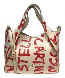 STELLA McCARTNEY×Ed curtis（ステラマッカートニー×エドカーティス）の古着「パンチングロゴエドカーティスプリント 2WAYショルダーバッグ」｜ホワイト×レッド