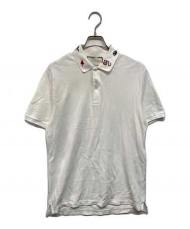 GUCCI ホワイトポロシャツ XLメンズ 中古・古着通販】GUCCI (グッチ) エンブロイダリーポロシャツ ホワイト