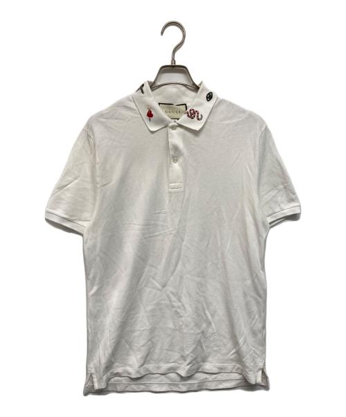 GUCCI（グッチ）GUCCI (グッチ) エンブロイダリーポロシャツ ホワイト サイズ:XLの古着・服飾アイテム