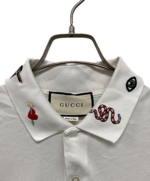 GUCCI（グッチ）GUCCI (グッチ) エンブロイダリーポロシャツ ホワイト サイズ:XLの古着・服飾アイテム