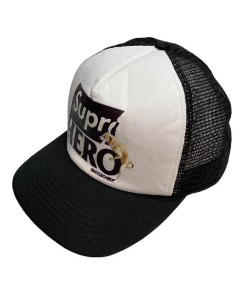 SUPREME（シュプリーム）Supreme (シュプリーム) ANTIHERO (アンタイヒーロー) Mesh Back 5-Panel Cap キャップ ホワイト×ブラックの古着・服飾アイテム