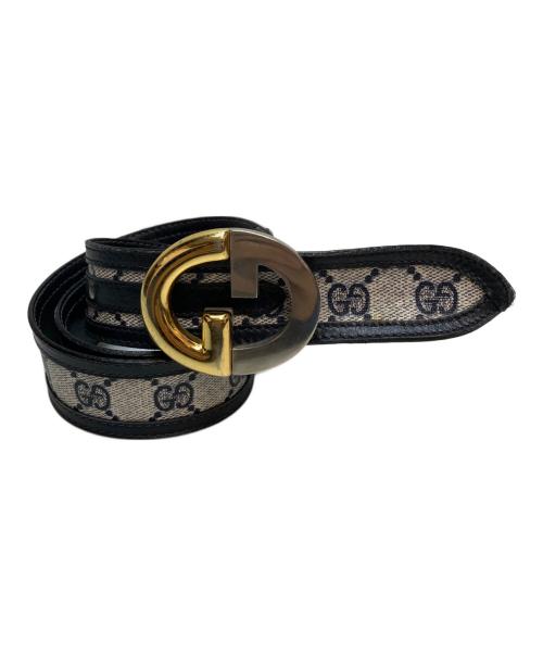 GUCCI（グッチ）GUCCI (グッチ) GGロゴベルト ブラック×ベージュの古着・服飾アイテム
