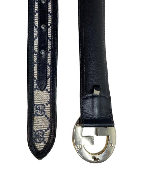 GUCCI（グッチ）GUCCI (グッチ) GGロゴベルト ブラック×ベージュの古着・服飾アイテム