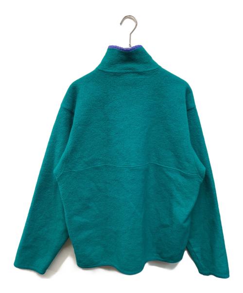 Patagonia（パタゴニア）Patagonia (パタゴニア) スナップT プルオーバー シンチラフリース エメラルドグリーン×パープル サイズ:Lの古着・服飾アイテム