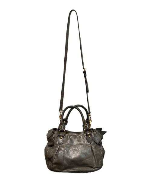 MIU MIU（ミュウミュウ）MIU MIU (ミュウミュウ) VITELLO LUX 2WAY リボンハンドバッグ グレーの古着・服飾アイテム