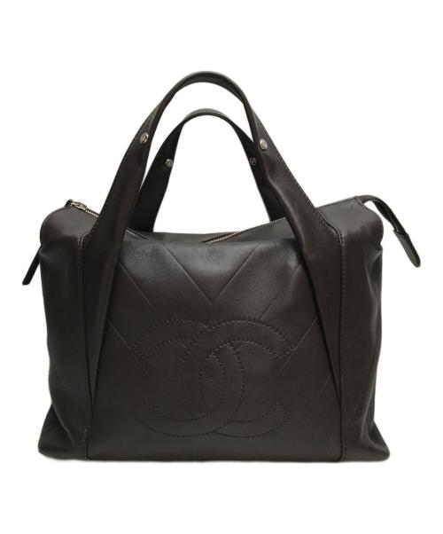 CHANEL（シャネル）CHANEL (シャネル) チョコバー Vステッチレザーハンドバッグ ブラウンの古着・服飾アイテム