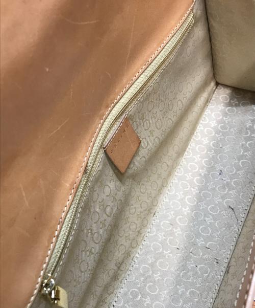 CELINE（セリーヌ）CELINE (セリーヌ) レザーハンドバッグ Cマカダム ベージュの古着・服飾アイテム