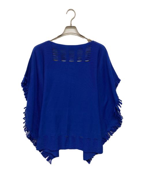 ISSEY MIYAKE（イッセイミヤケ）ISSEY MIYAKE (イッセイミヤケ) フリンジポンチョ ブルー サイズ:2の古着・服飾アイテム