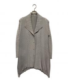 ISSEY MIYAKE（イッセイミヤケ）の古着「斜めプリーツショールカラーロングカーディガン」｜グレー