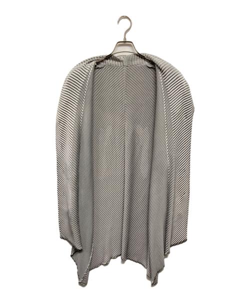 ISSEY MIYAKE（イッセイミヤケ）ISSEY MIYAKE (イッセイミヤケ) 斜めプリーツショールカラーロングカーディガン グレー サイズ:2の古着・服飾アイテム